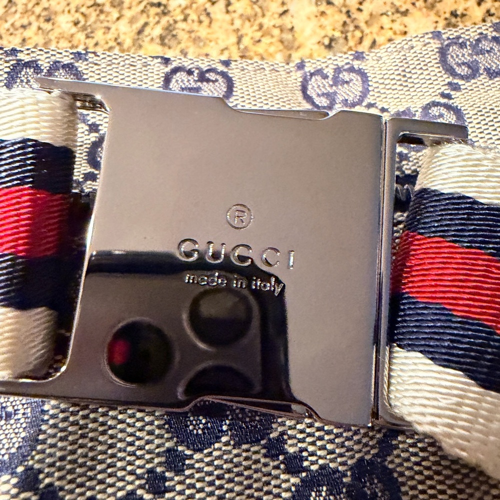 NIB AUTHENTIC GG Canvas Web Double Pocket belt bag. - Picture 8 of 12